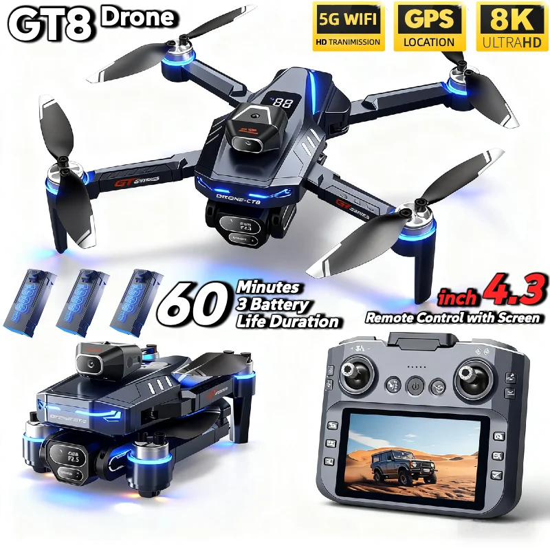 HOT For LSRC GT8 Drone 4K Prof - огляд і ціна Drone Gps Rc Tt36