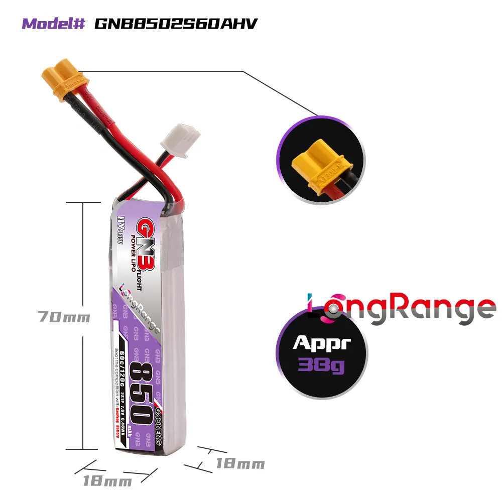 GAONENG GNB LiPo Battery 850mA - огляд і ціна Drone Carrera Rc