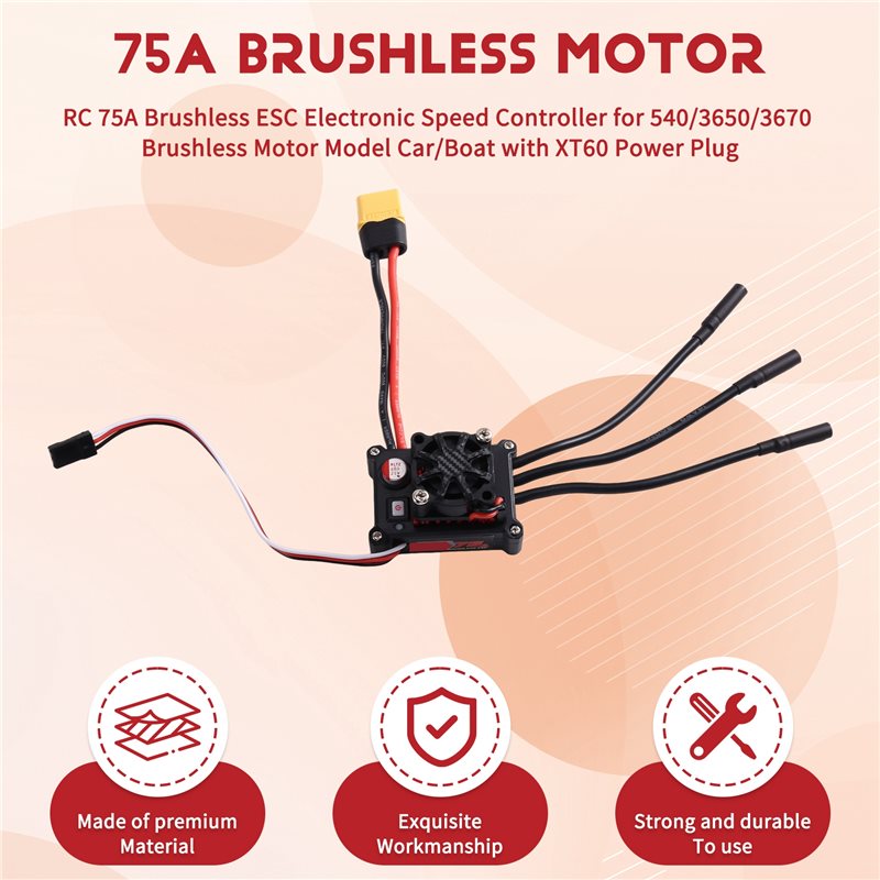 MACH-RC 75A Brushless ESC Elec - огляд і ціна Rc Boat Brushless Motor